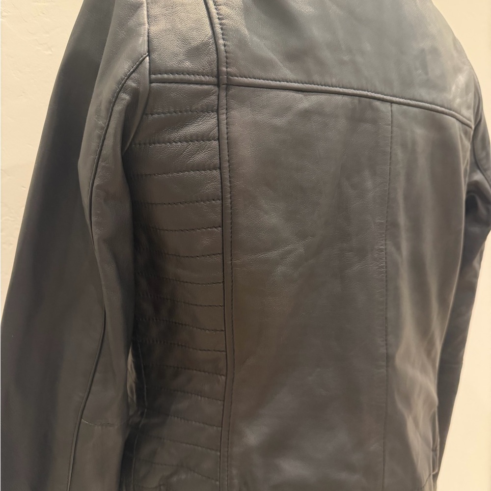 Mango Black Leather Women's Jacket - Picture 3 of 6